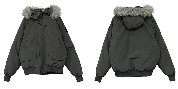 WLNEXT Faux-Fur Trim Parka Coat