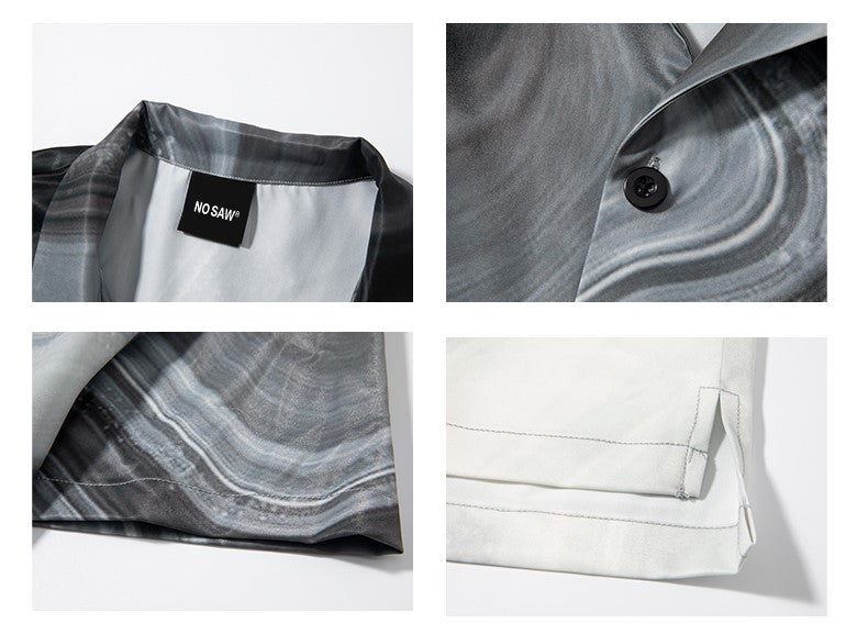 NOSAW Marble Print Button-Up Shirt