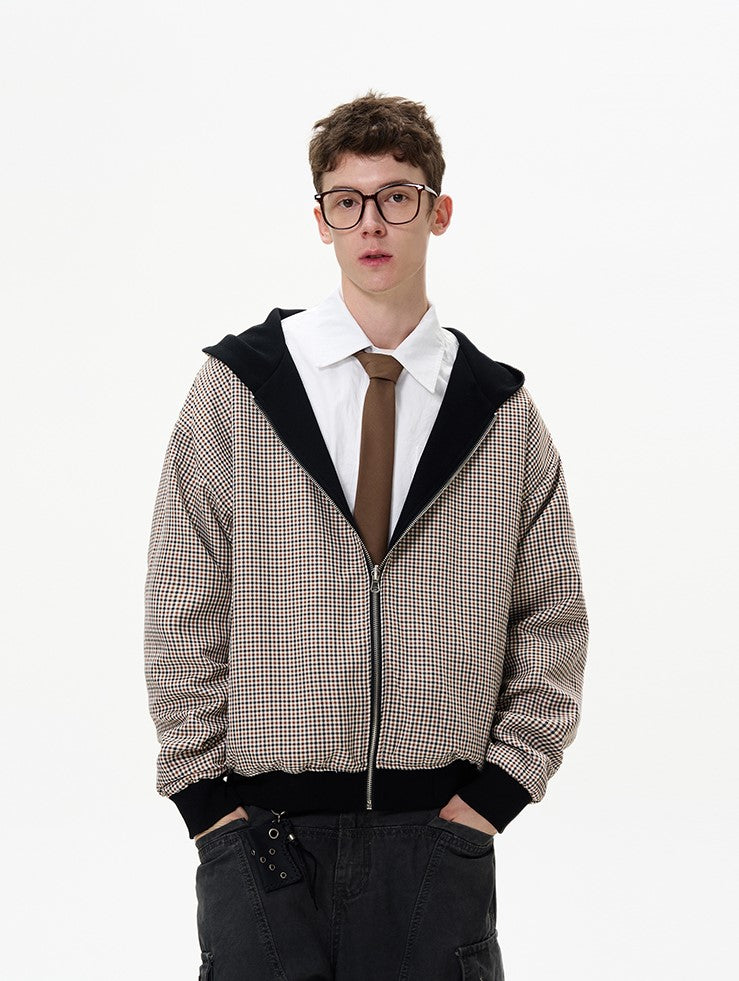 MADWITCH Double-Sided Plaid Zip-Up Hoodie