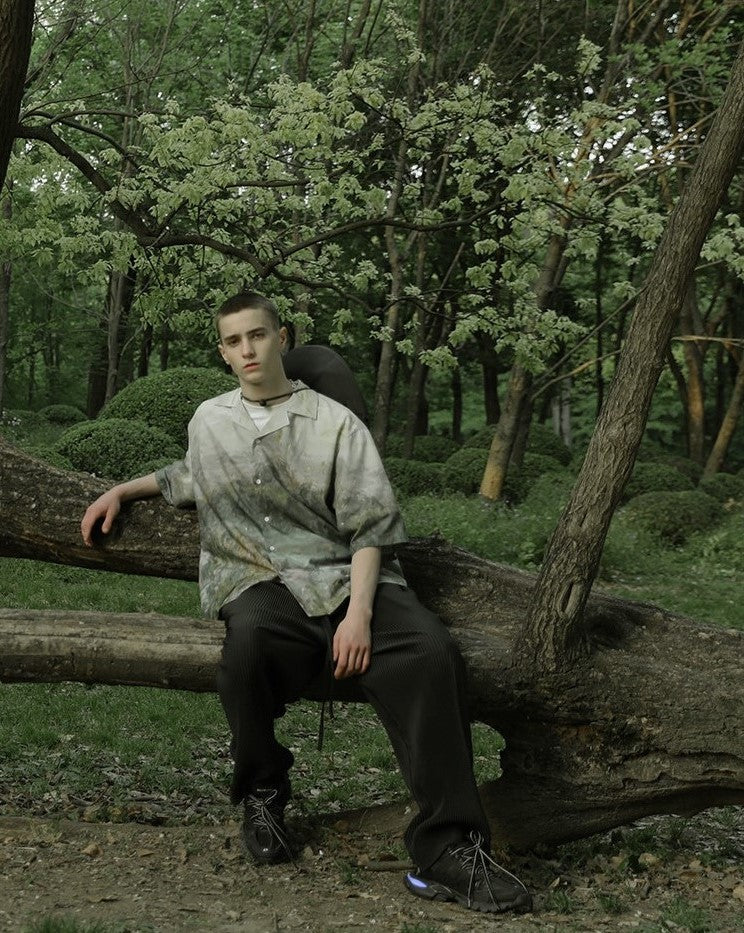 Bold and Edgy Autumn-Inspired Painted Button-Up