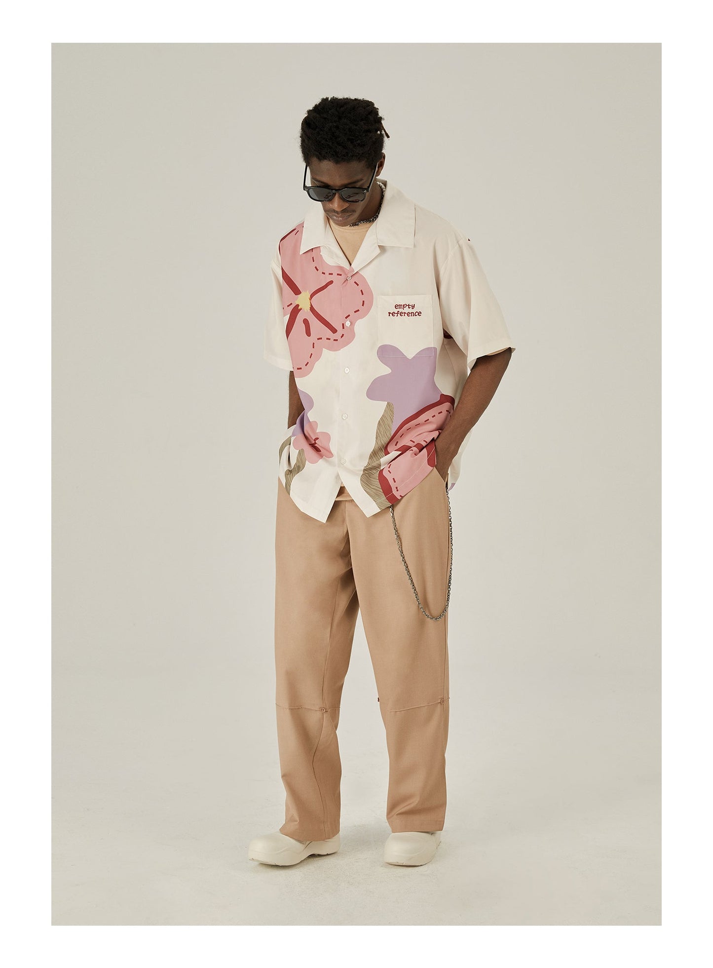 Loose Floral Print Button-Up Shirt - EMPTY REFERENCE