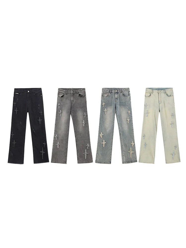 ICONSLAB Distressed Spike Denim Jeans