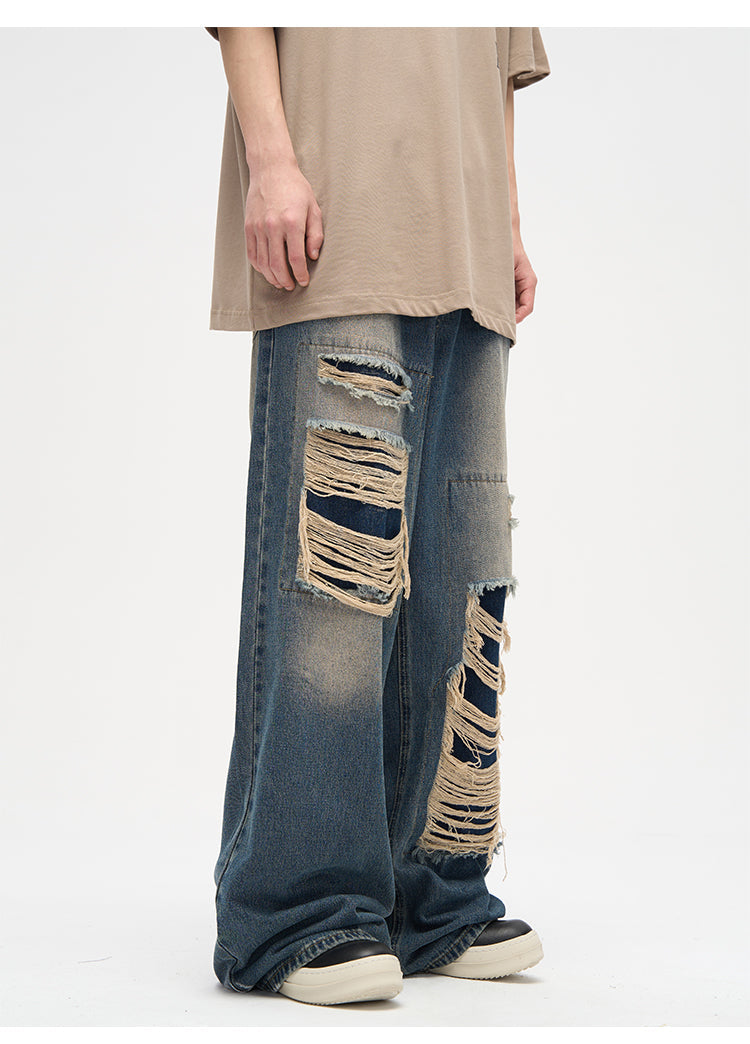 WLNEXT Distressed Patchwork Jeans
