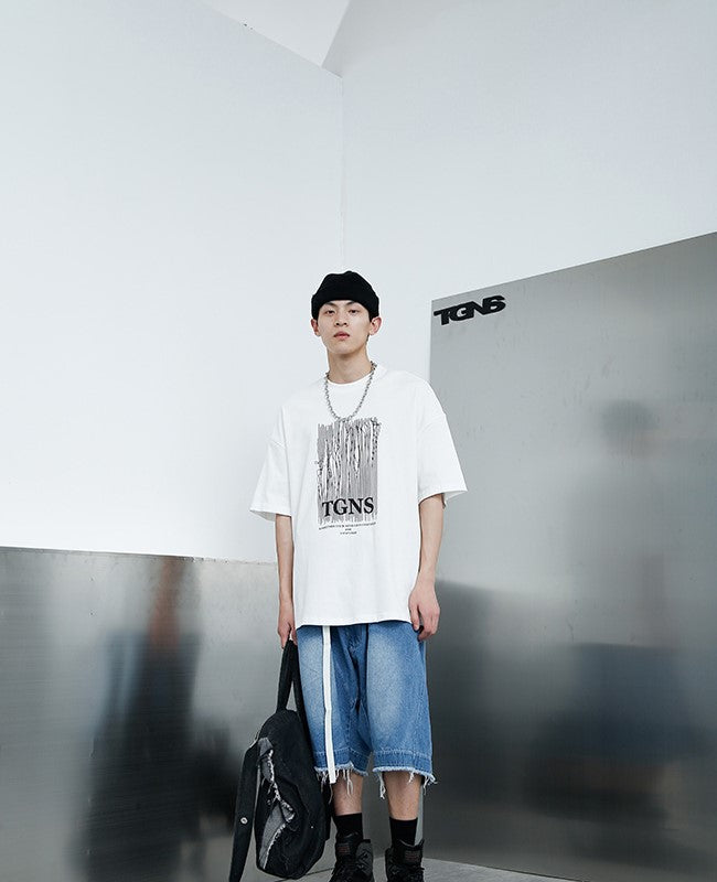 TGNS Distressed Washed Denim Messenger Bag