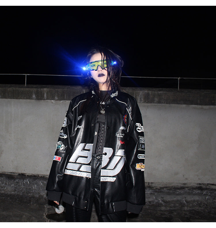 BJHG Distressed Biker Jacket with Patches