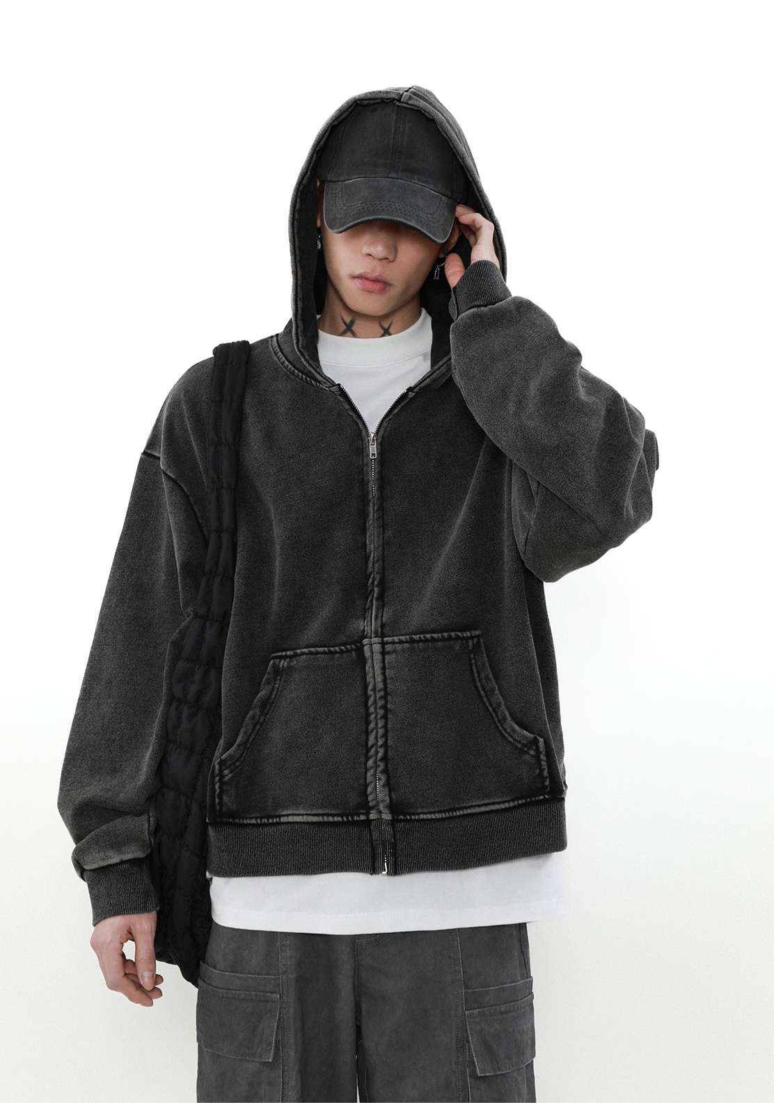 MRNEARLY Vintage Washed Heavyweight Zip Jacket