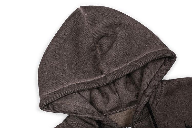 Embroidered Angel Zip-Up Jacket