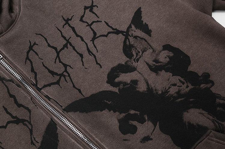 Embroidered Angel Zip-Up Jacket