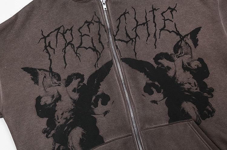Embroidered Angel Zip-Up Jacket