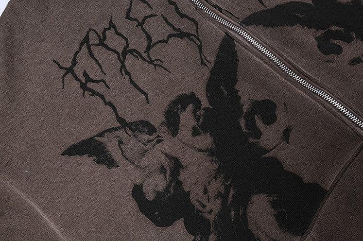 Embroidered Angel Zip-Up Jacket