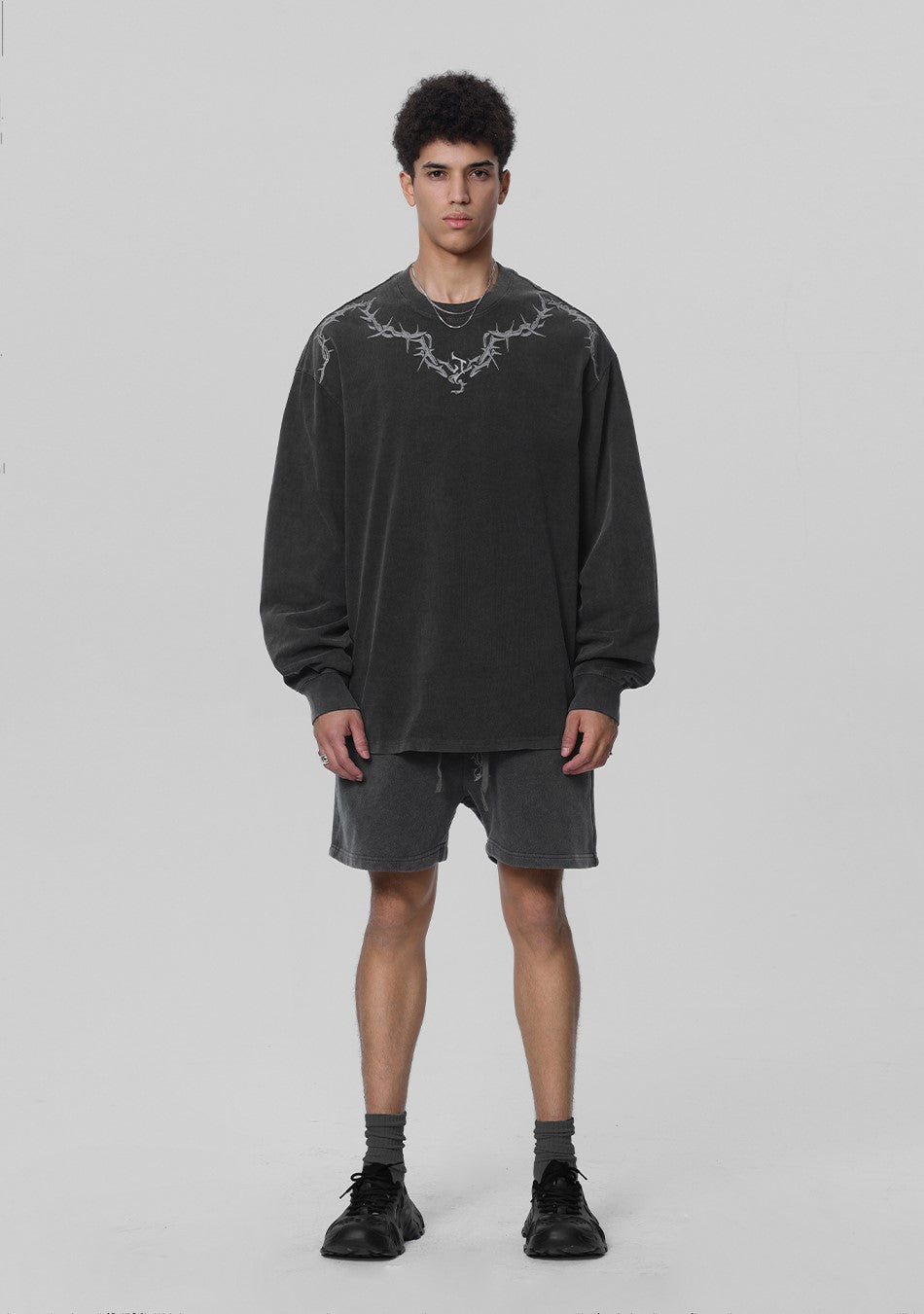 JHYQ Distressed Long Sleeve with Torn Collar