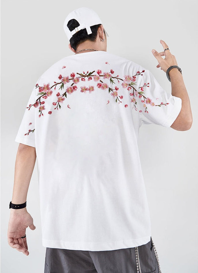 Embroidered Sakura Blossom T-Shirt