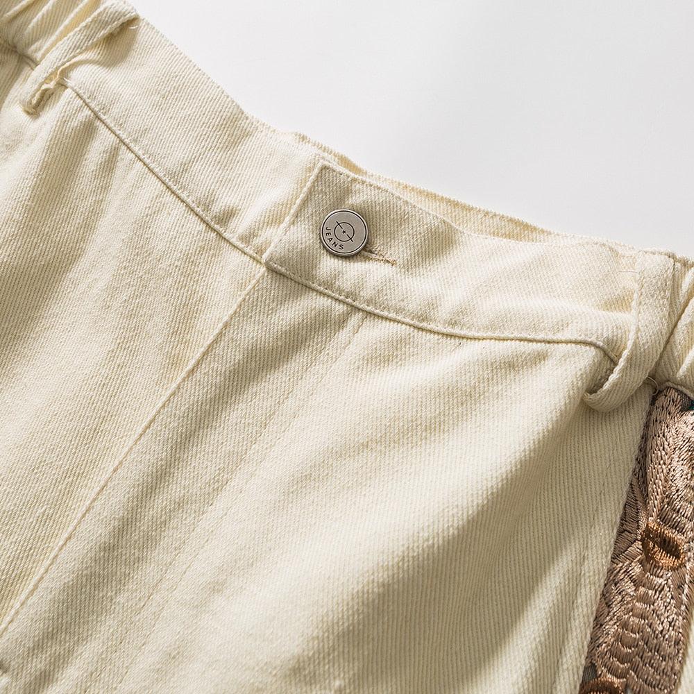 Floral Embroidery Patchwork Shorts