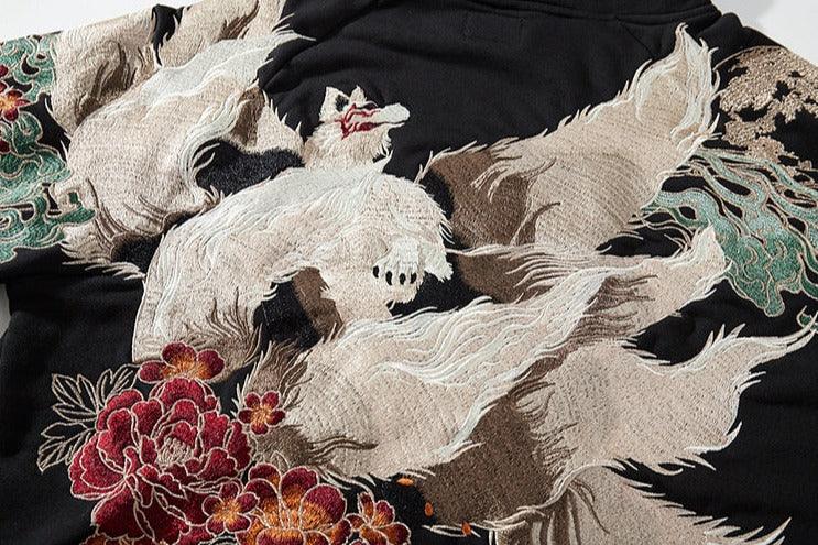 Fox Design Embroidered Hoodie