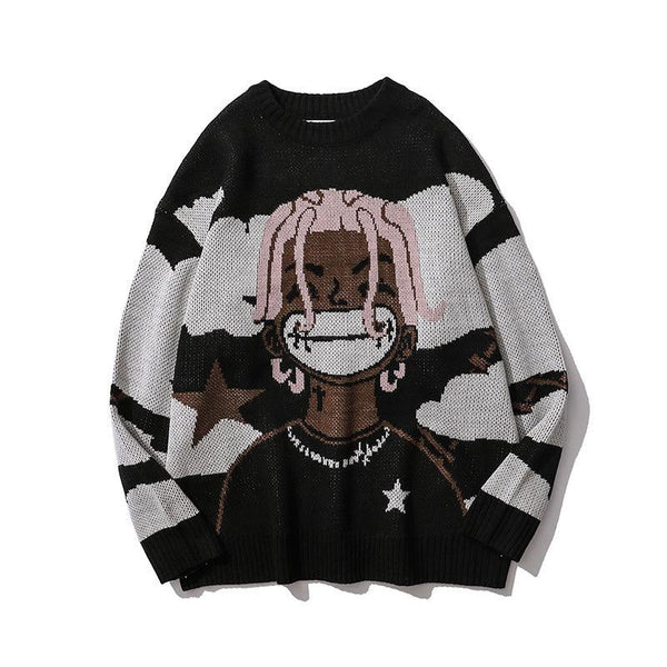 Anime-Inspired 'Smile' Knit Sweater