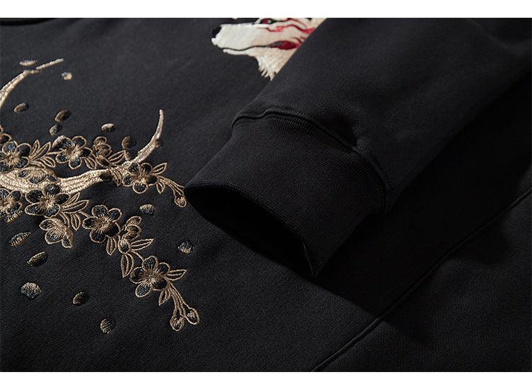 Fox Design Embroidered Hoodie