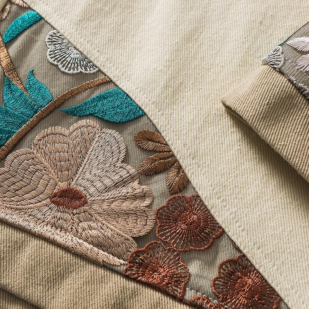 Floral Embroidery Patchwork Shorts