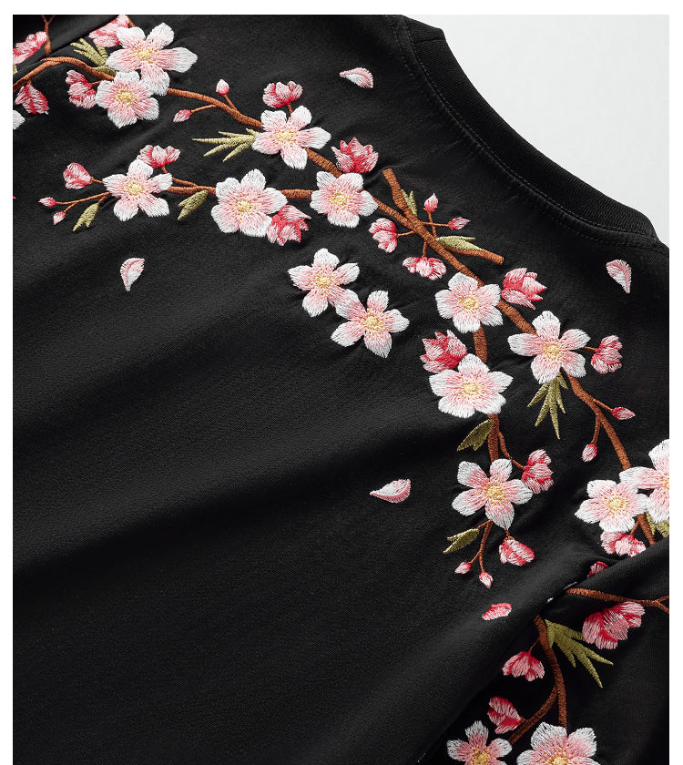 Embroidered Sakura Blossom T-Shirt