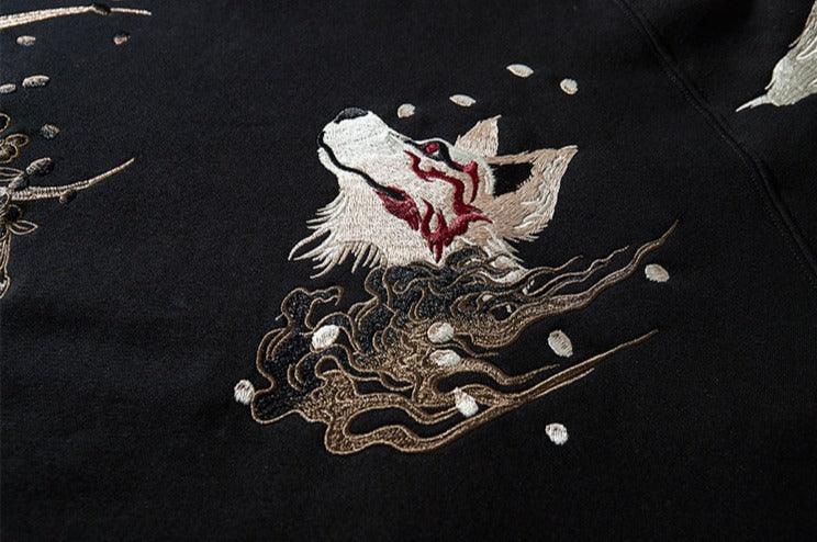 Fox Design Embroidered Hoodie