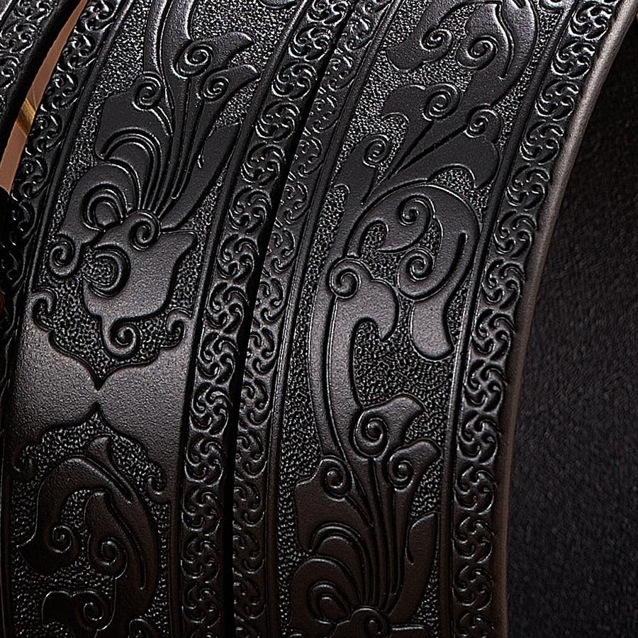 Leather Belt with Embossed Z Dragon Pendant