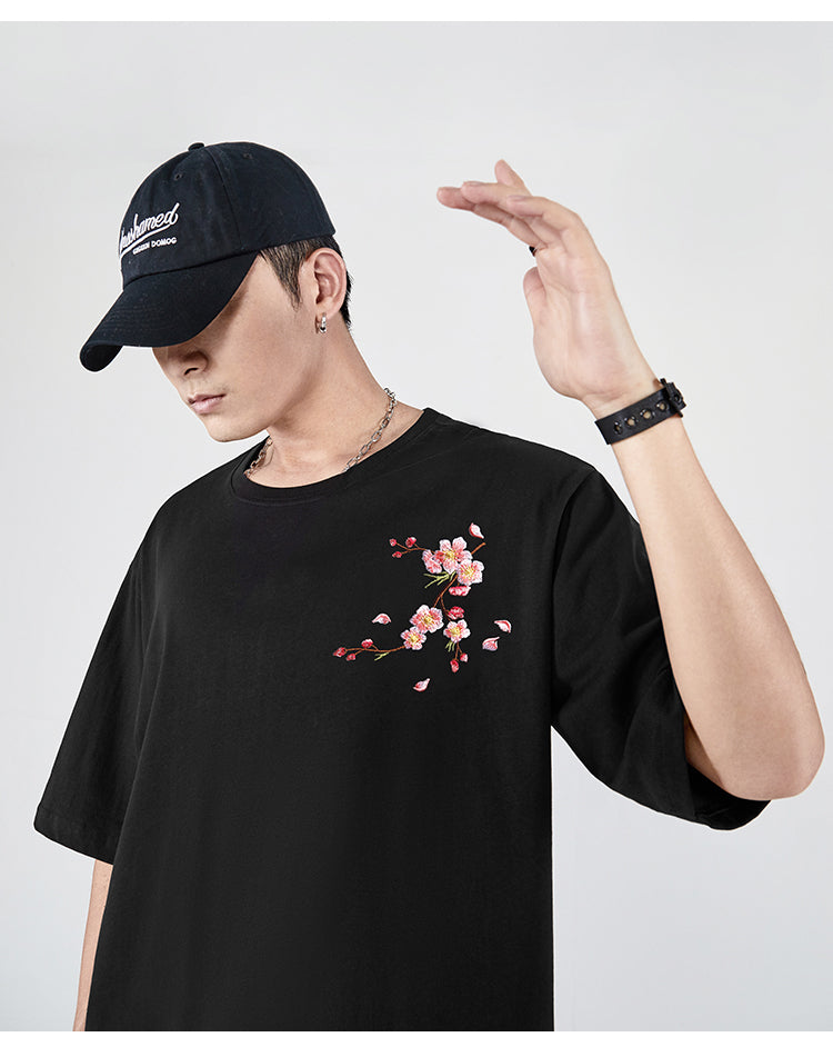 Embroidered Sakura Blossom T-Shirt