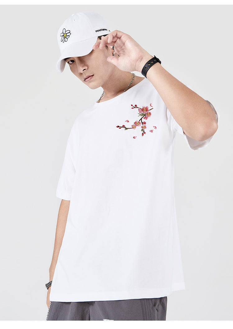 Embroidered Sakura Blossom T-Shirt