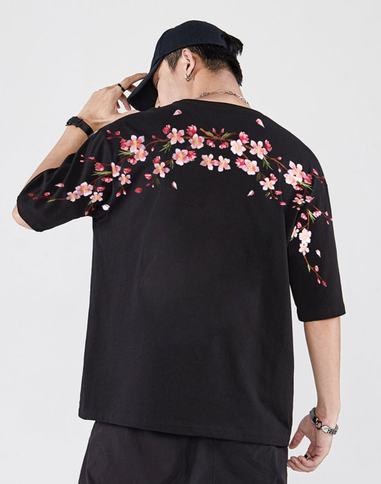 Embroidered Sakura Blossom T-Shirt
