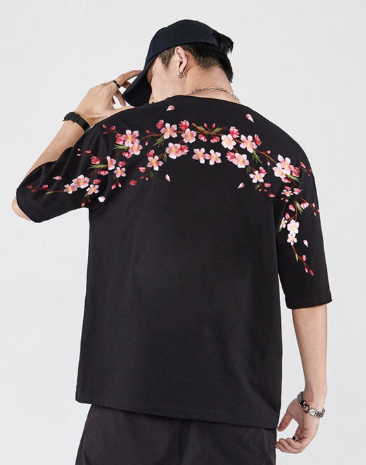 Embroidered Sakura Blossom T-Shirt