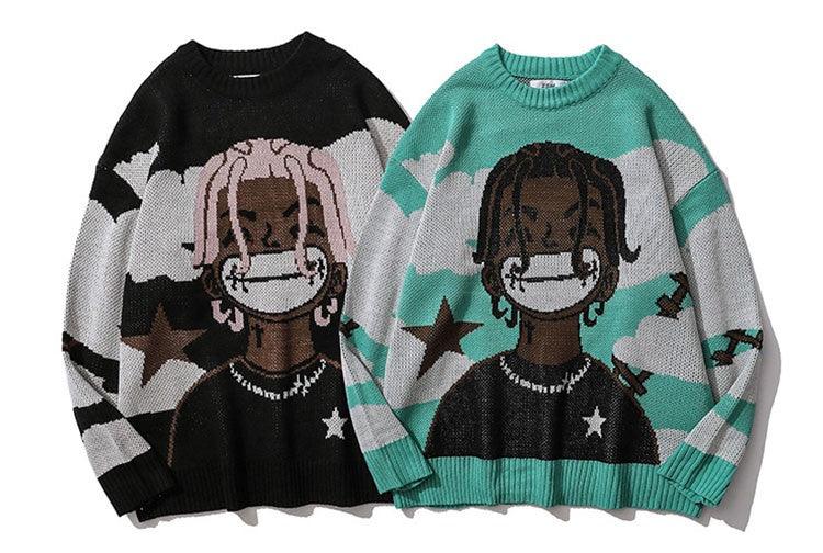 Anime-Inspired 'Smile' Knit Sweater