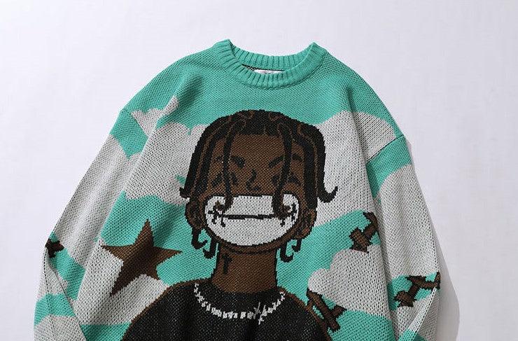 Anime-Inspired 'Smile' Knit Sweater