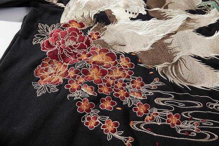 Fox Design Embroidered Hoodie