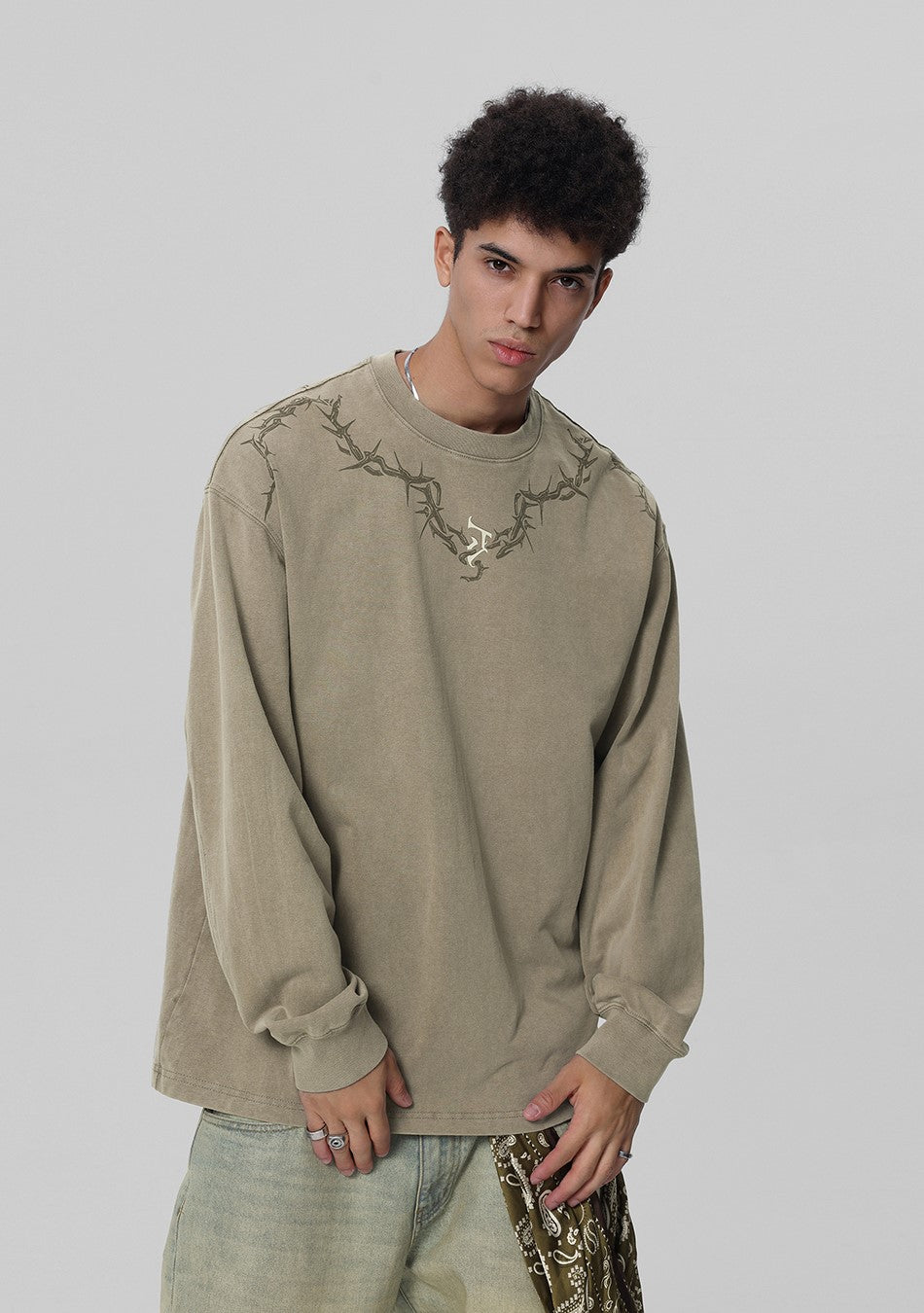 JHYQ Distressed Long Sleeve with Torn Collar