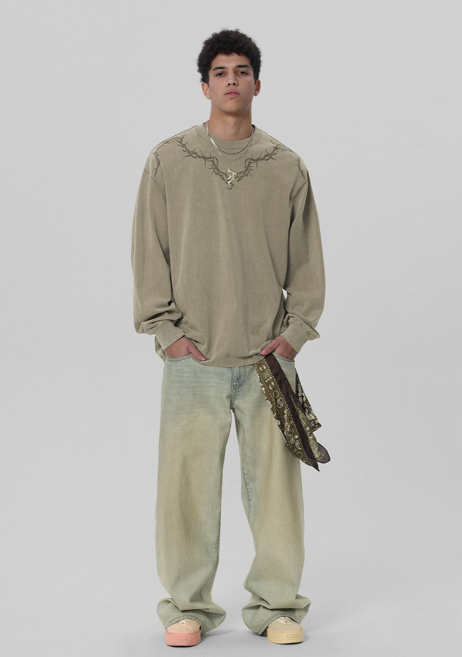 JHYQ Distressed Long Sleeve with Torn Collar