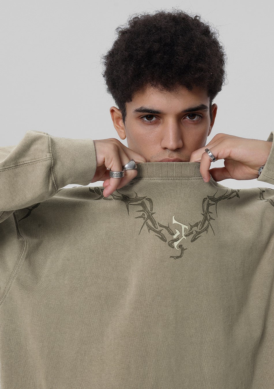 JHYQ Distressed Long Sleeve with Torn Collar