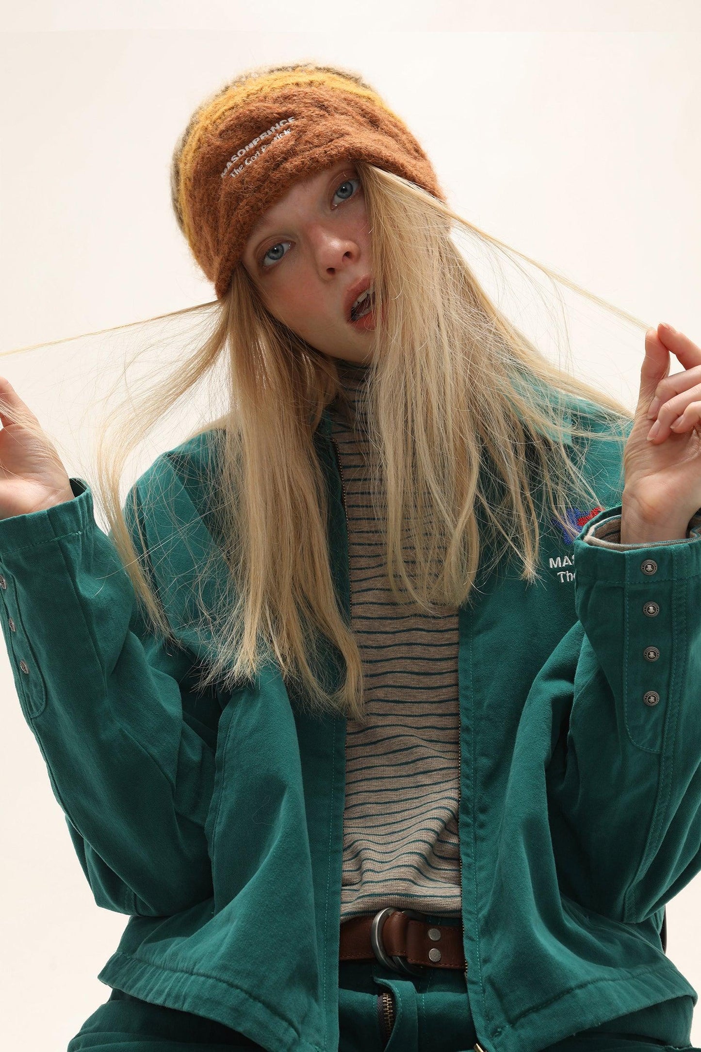 MASONPRINCE Hand-Knit Alpaca Beanie in Multi-Color