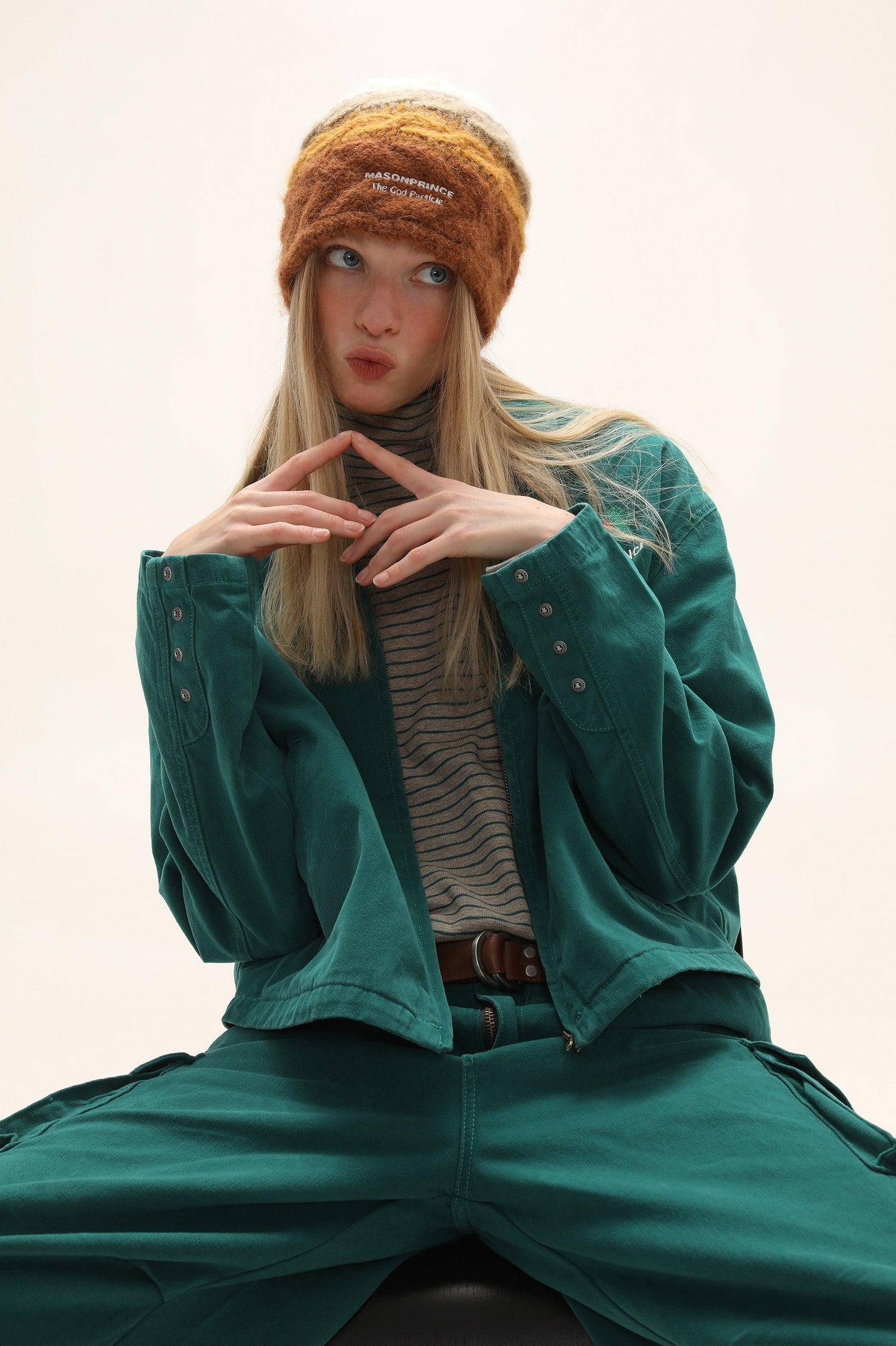 MASONPRINCE Hand-Knit Alpaca Beanie in Multi-Color