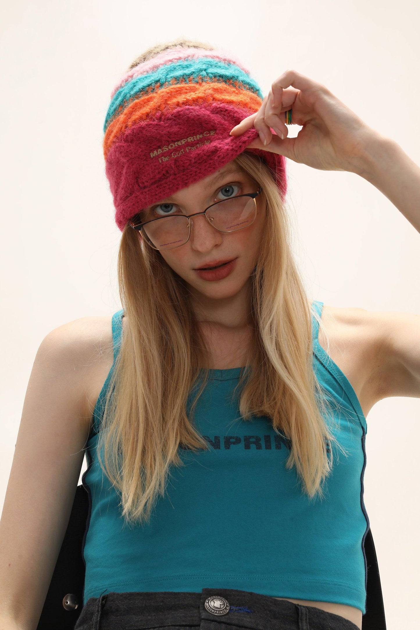 MASONPRINCE Hand-Knit Alpaca Beanie in Multi-Color