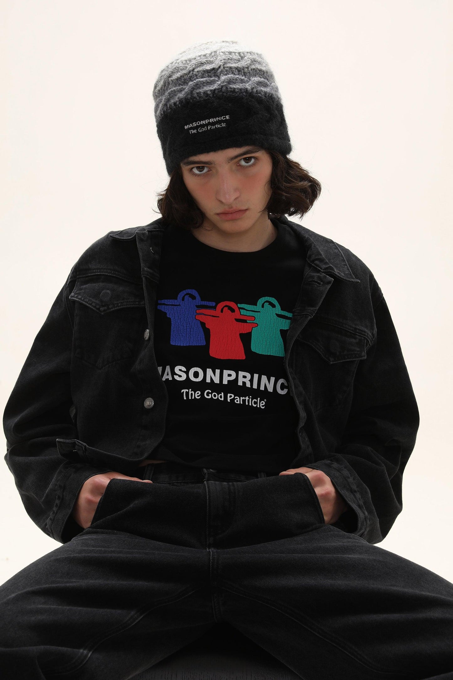 MASONPRINCE Hand-Knit Alpaca Beanie in Multi-Color