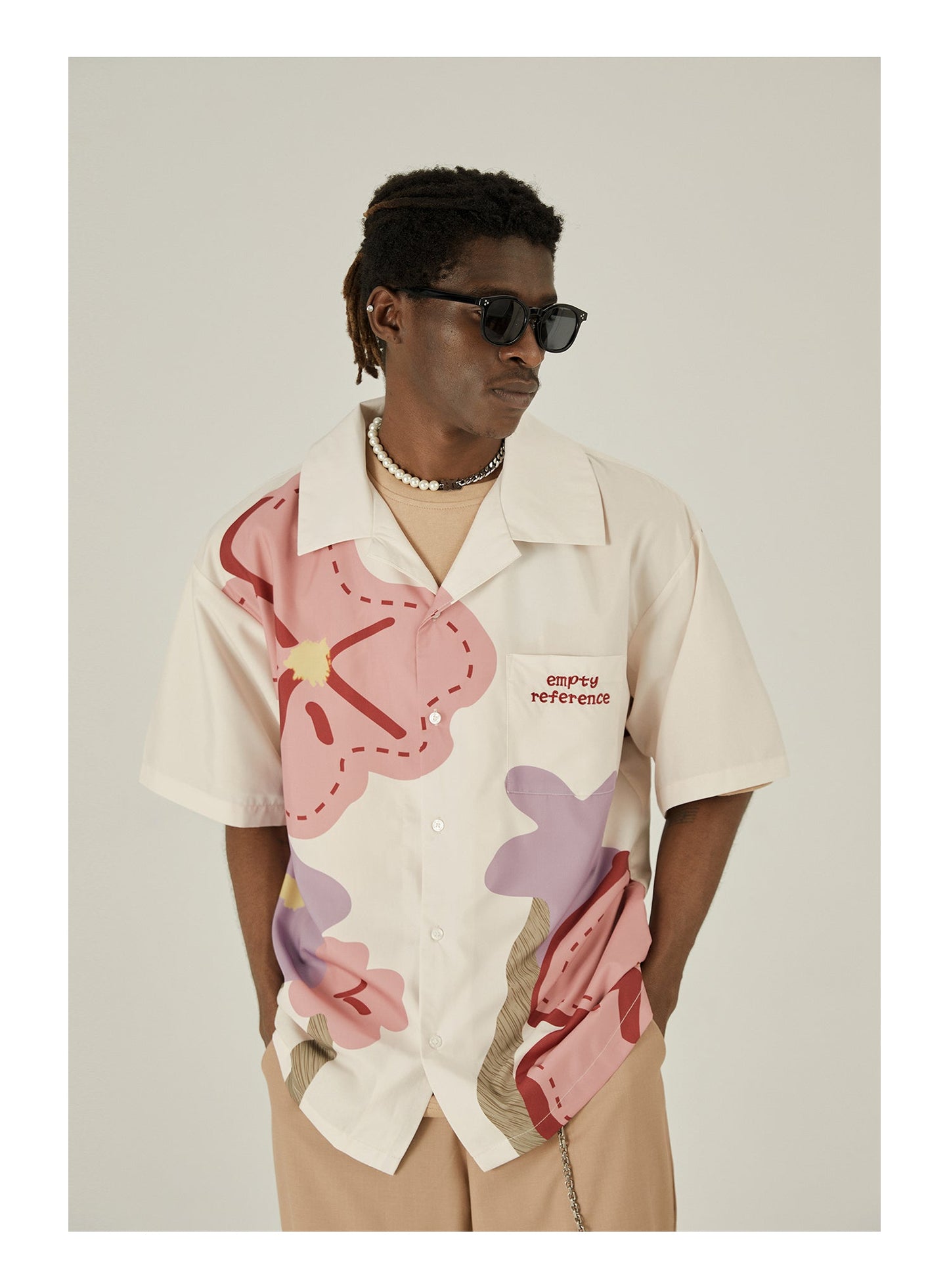 Loose Floral Print Button-Up Shirt - EMPTY REFERENCE