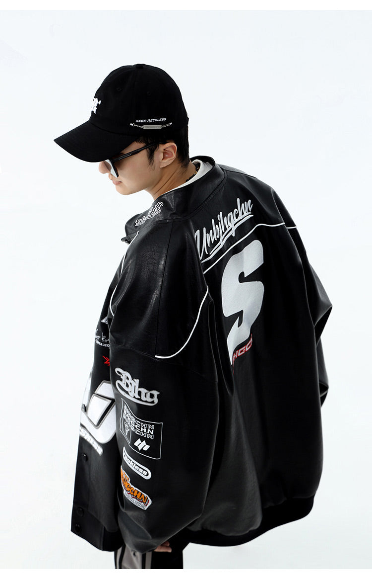 BJHG Distressed Biker Jacket with Patches