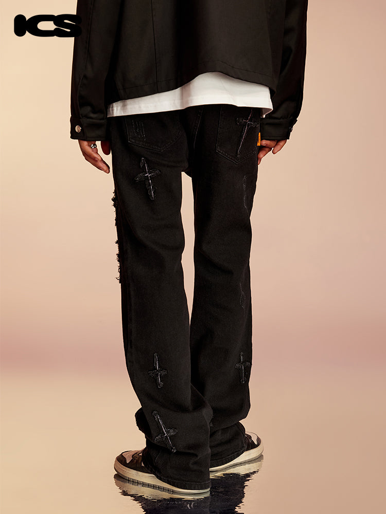 ICONSLAB Distressed Spike Denim Jeans