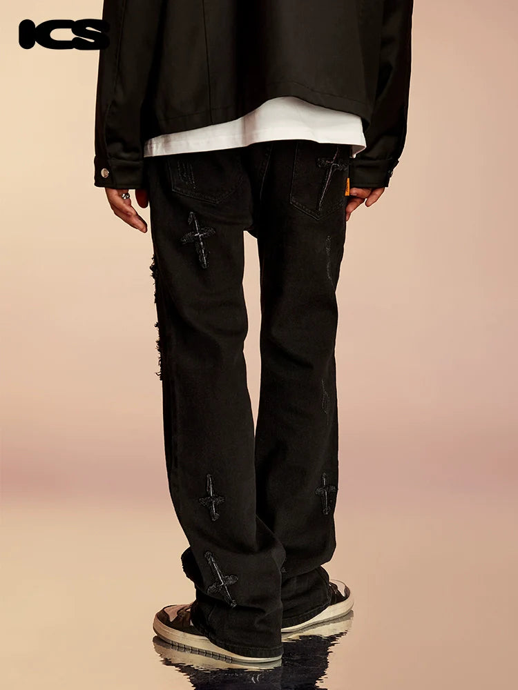 ICONSLAB Distressed Spike Denim Jeans