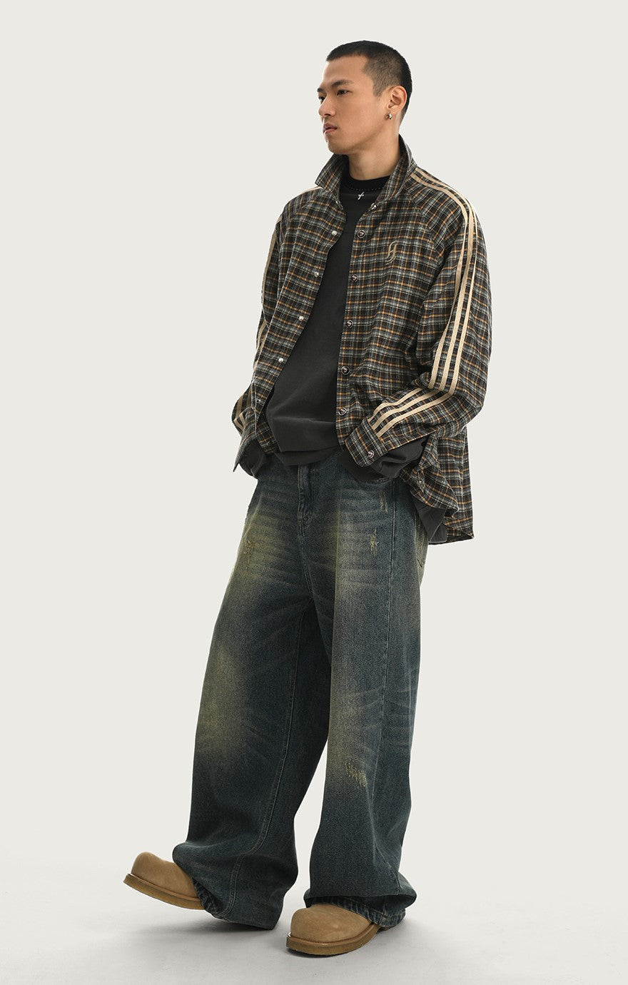 JHYQ Vintage Striped Flannel Shirt