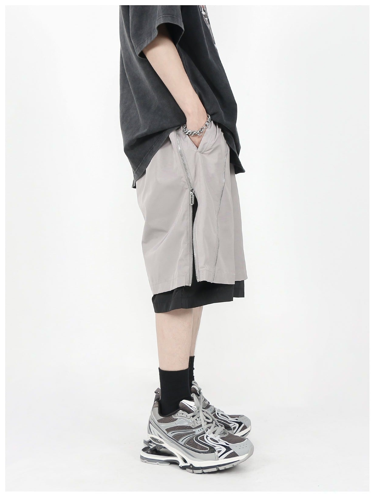 MRNEARLY Multi-Layered Zip Shorts