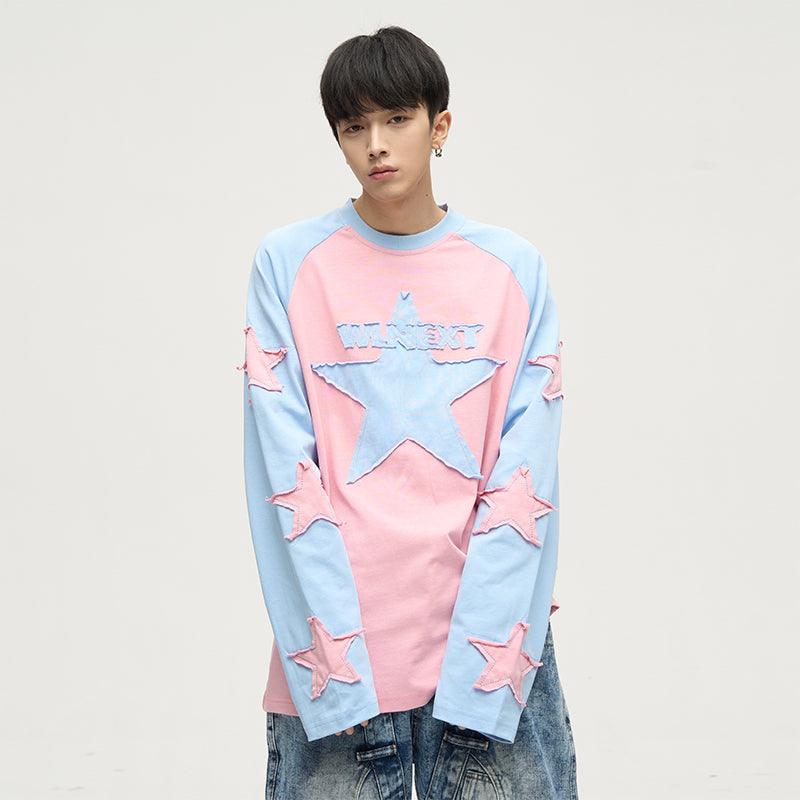 WLNEXT Colorful Patchwork Long Sleeve Shirt