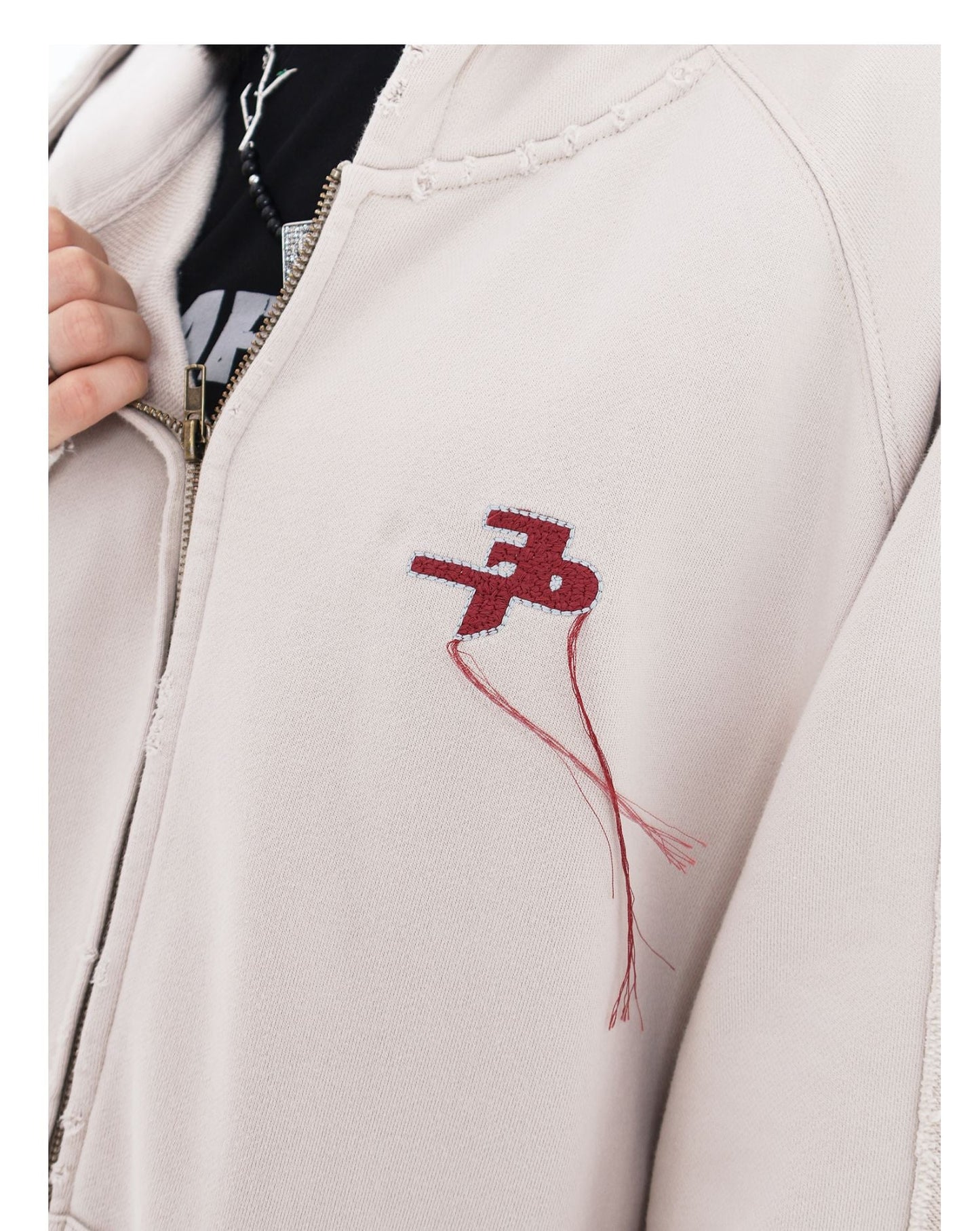 JUMPNEXT Distressed Striped Zip-Up Jacket