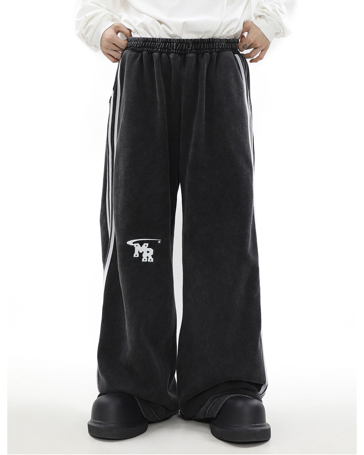 MRNEARLY Relaxed Fit Wide Leg Track Pants