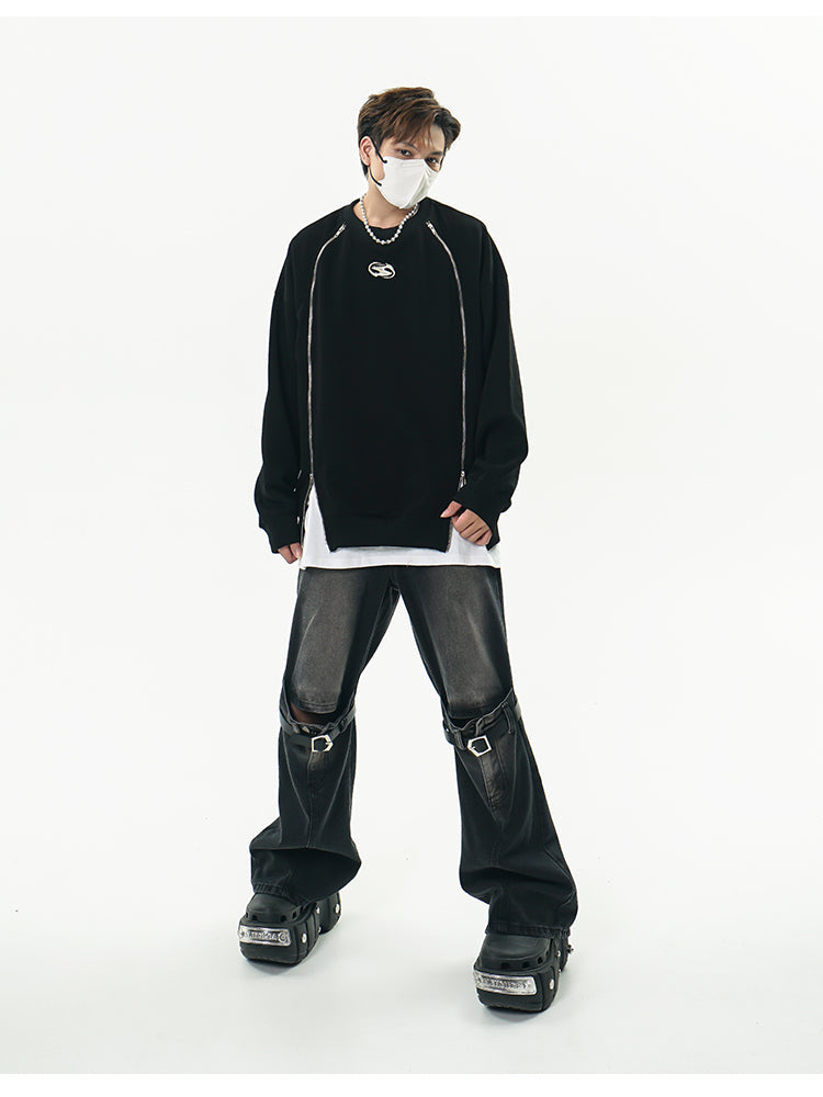 GCINIM Distressed Buckle-Knee Denim