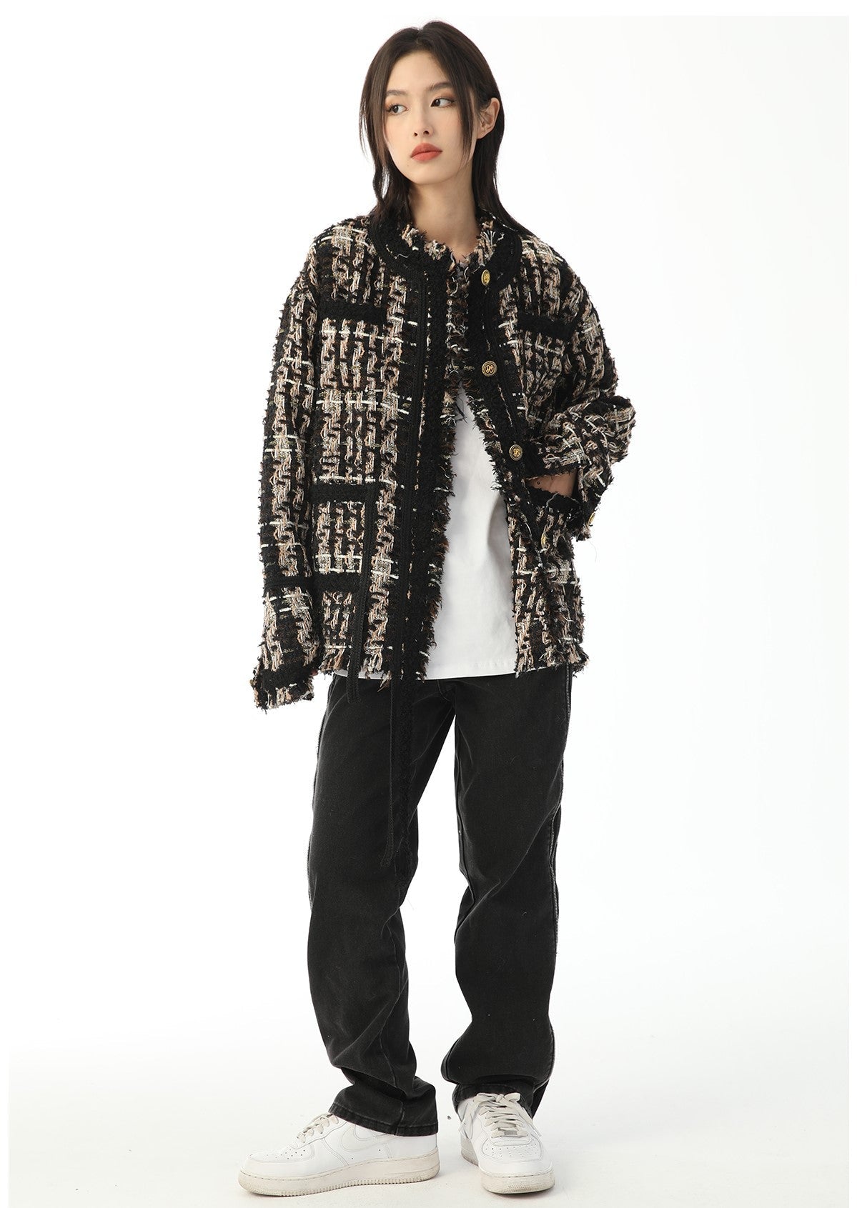 King Prince Vintage Plaid Tweed Jacket