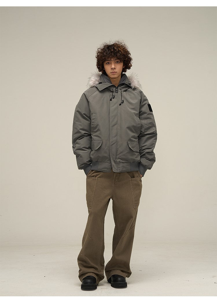 WLNEXT Faux-Fur Trim Parka Coat